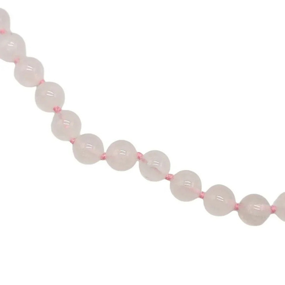 Pink Polished Rose Quartz Stone Hand Knotted Beade - Picture 2 of 4